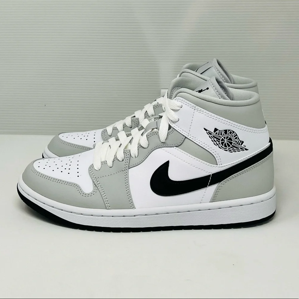 NIKE AIR JORDAN 1 MID**Grey/White Basketball Sneakers**US 7**NIB - Picture 2 of 11